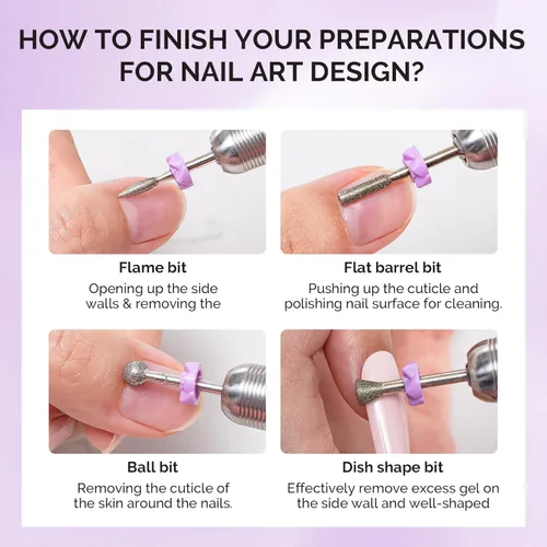 Miniatura 3 de MelodySusie Juego de 10 brocas de uñas de 3/32 pulgadas de diamante para taladro de uñas, herramientas de eliminación de pedicura para uñas de gel