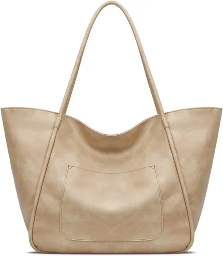 Miniatura 6 de Bolso grande de mano para mujer con cierre de trabajo, cartera de cuero para viajes y bolsos de KKXIU