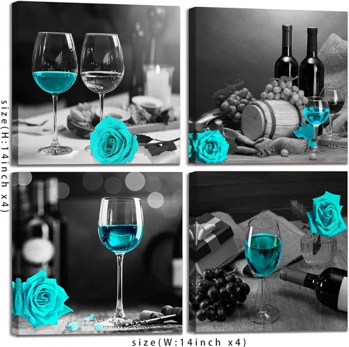 Miniatura 7 de Arte de pared de cocina - Decoración de pared de vino para dormitorio, mujeres, cuadros en blanco y negro, arte moderno para sala de estar - Arte