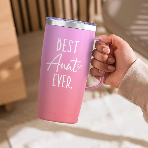 Miniatura 5 de SANDJEST Mejor Taza para Tía Taza de Tía con Asa 20oz Acero Inoxidable Taza de Café Aislada para Viaje Regalos para Tías de Sobrina Sobrino Regalo