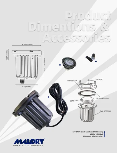 Miniatura 5 de MALORY Luces de Paisaje de Bajo Voltaje, (4.6''A) Cubierta Superior de Latón 12V Luces Empotradas en el Suelo para Exteriores, Iluminación LED
