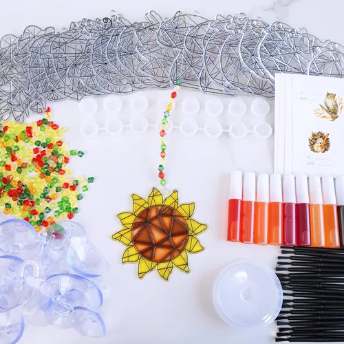 Miniatura 2 de Winlyn 33 juegos de hojas de otoño calabaza bellota girasol atrapasoles adornos decoraciones de pintura de ventana arte atrapasoles kits