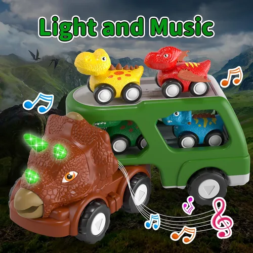 Miniatura 2 de newcrave Coche de dinosaurio 5 en 1 para niños pequeños, juguete para niños de 1, 2, 3, 4, 5 años, camión de dinosaurios para niños pequeños de 1-3