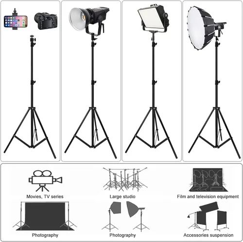 Miniatura 3 de Soporte de luz resistente de 9.5 pies, soporte de luces de aleación de aluminio, soporte de iluminación ajustable para foto y video, soporte