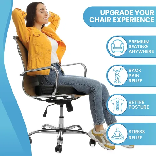 Miniatura 6 de Philosophy Gym Cojín de asiento de espuma viscoelástica, almohadilla de gel mejorada para silla de oficina, cómoda almohada ergonómica para silla