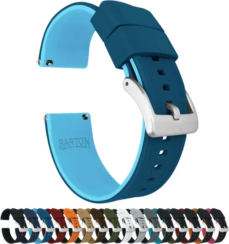 Barton - Correas elite de silicona para reloj, de liberación rápida, elige el color de la correa y de la hebilla (acero inoxidable, PVD negro o gris