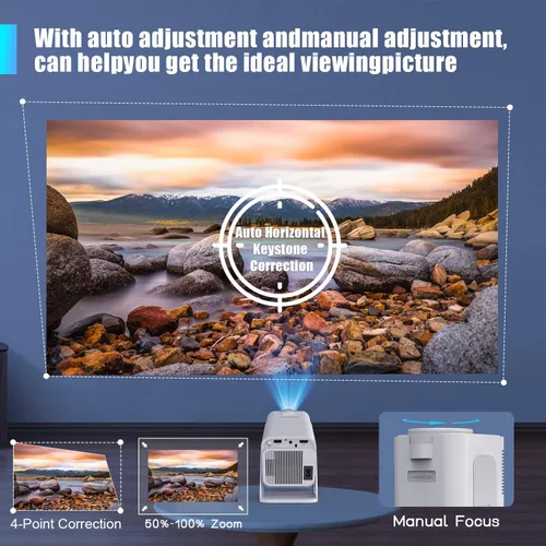 Miniatura 4 de [Licencia de Netflix] Magcubic Mini proyector con WiFi y Bluetooth, Android 13 integrado, proyector inteligente portátil 1080P con soporte 4K, Blanco