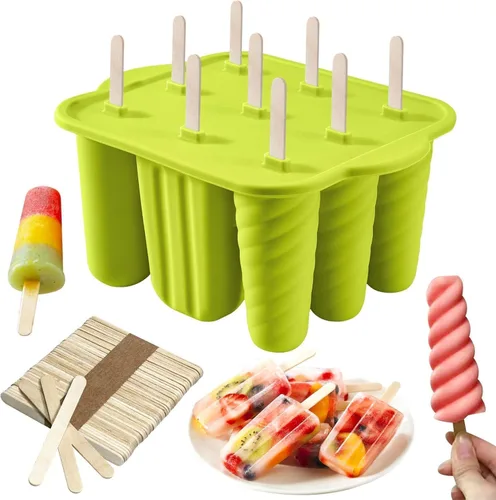 Miniatura 9 de 10 Cavity Silicone Popsicle Molds with 50 Sticks, BPA Free (10 Cavties-Blue)