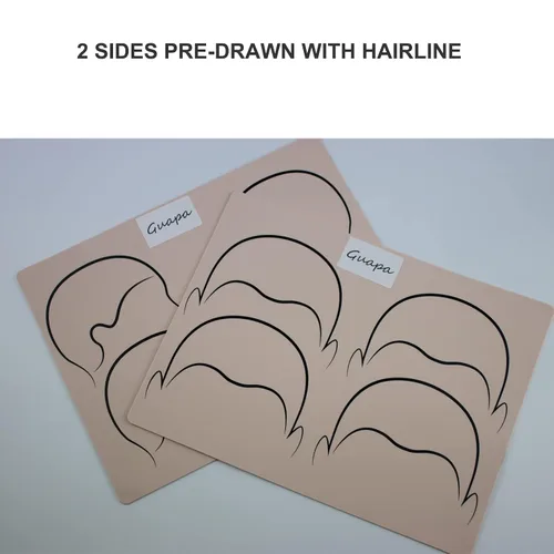 Miniatura 7 de Piel de práctica de tatuajes en el cuero cabelludo, 2 lados, diseño de líneas de cabello, almohadilla de práctica de tatuaje de silicona para hoja