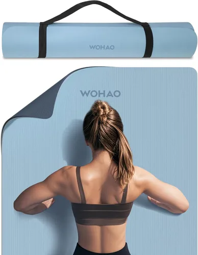 Miniatura 17 de Tapete de yoga extra grueso de 0.315 pulgadas, 72 x 28 pulgadas, tapete de ejercicio antideslizante, reversible de 2 lados de doble