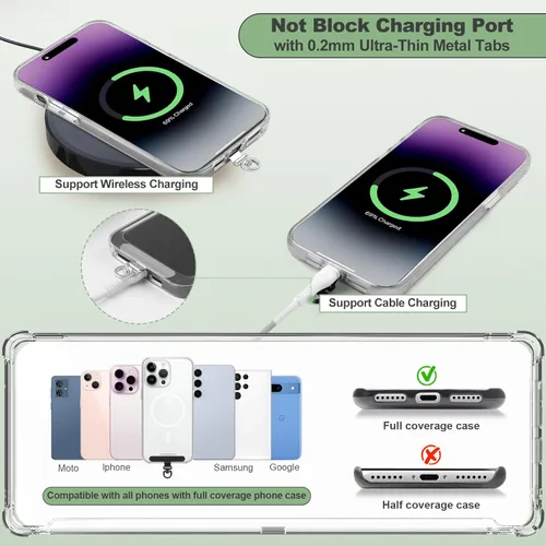 Miniatura 8 de YFWE Correa de clip and go para teléfono con cartera cruzada, cordón ajustable para teléfono con cartera RFID desmontable, correa universal
