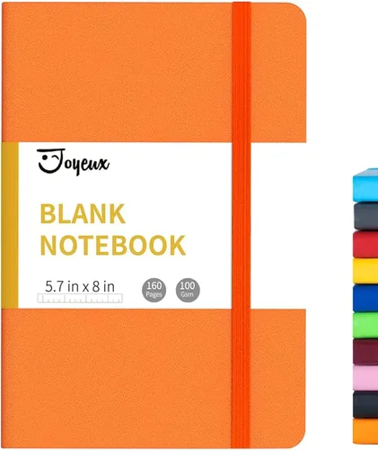 Miniatura 11 de JOYEUX - Libreta en blanco tipo diario, A5, 160 páginas, libros de bocetos gruesos de 100 Gsm, diario de tapa dura para escribir, 5.7 x 8 pulgadas