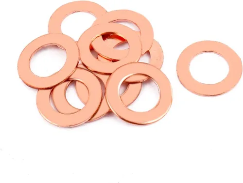 Miniatura 14 de uxcell 10pcs 0.236 in x 0.394 in x 0.039 in anillo plano de cobre aplastamiento arandela sellado junta sujetador