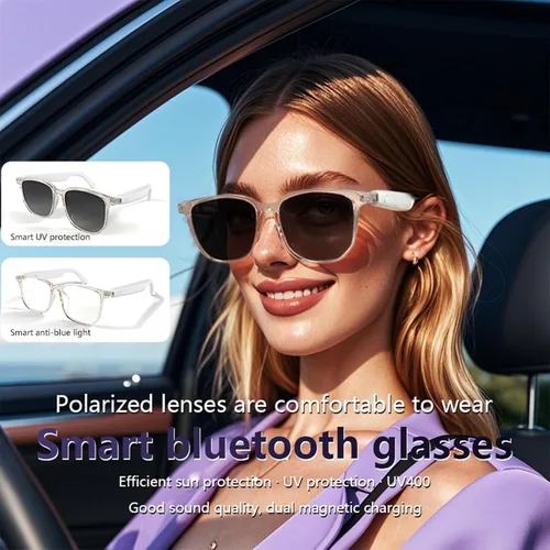 Miniatura 6 de Lentes inteligentes Bluetooth para hombres y mujeres, con protección UV, micrófono integrado y altavoces de oído abierto, lentes de sol de audio