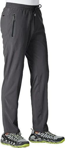 TBMPOY Pantalones de viaje ligeros para hombre, atléticos, para deportes al aire libre, cintura elástica, resistentes al agua, 2 bolsillos