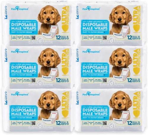 Miniatura 17 de Paw Inspired Envolturas para perros machos, pañales desechables para perros Bandas para el vientre para perros pequeños, medianos y grandes