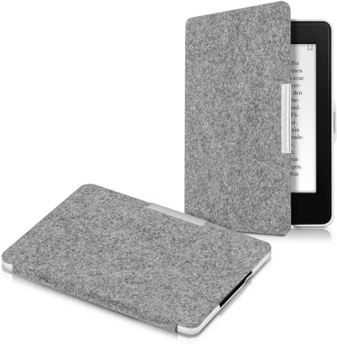Miniatura 5 de kwmobile Funda compatible con Amazon Kindle Paperwhite - Funda protectora de tela de fieltro estilo libro para lector electrónico