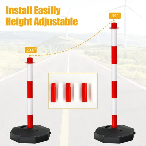 Miniatura 4 de ERGOMASTER Conos de seguridad ajustables de 24 ~ 34 pulgadas para estacionamiento, precaución de construcción, puntales de carretera con base