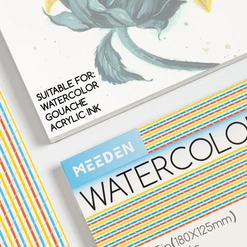 Miniatura 4 de Bloque de papel para acuarela MEEDEN, papel de acuarela 100% algodón de 20 hojas, 140 lb/300 gsm, papel de arte sin ácidos para acuarela, gouache