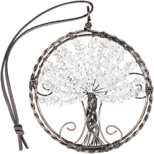 Miniatura 9 de Árbol de la vida con piedra de cristal curativo, adorno colgante para el hogar, oficina, automóvil, decoración colgante para Feng Shui, decoración
