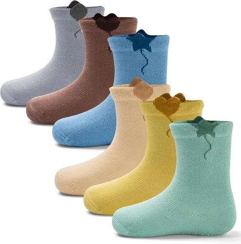 Miniatura 11 de Calcetines de algodón para bebés y niños pequeños con empuñaduras, antideslizantes, 6