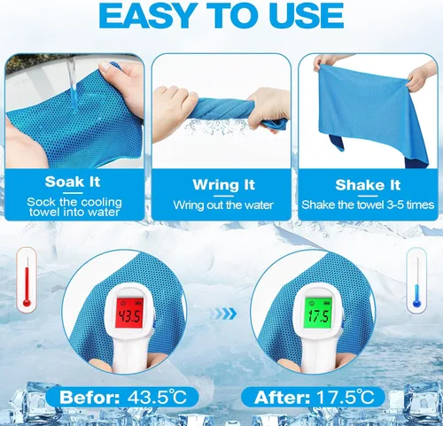 Miniatura 6 de MENOLY Paquete de 10 toallas refrescantes, 40 x 12 pulgadas, toallas refrescantes para cuello y cara con bolsas de transporte transpirables, trapos