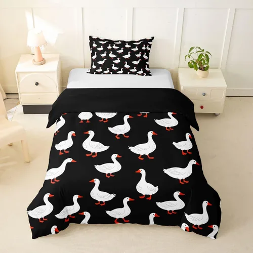 Miniatura 34 de Erosebridal Funda de edredón para niños y niñas, diseño de pato amarillo, diseño de patos de dibujos animados, juego de ropa de cama de animales