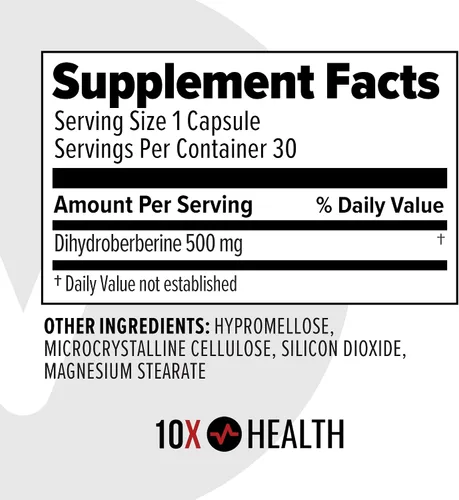 Miniatura 2 de 10X Health Suplemento de berberina de 500 mg – Contiene suplemento de dihidroberberina para una mejor absorción – Apoya los suplementos de salud