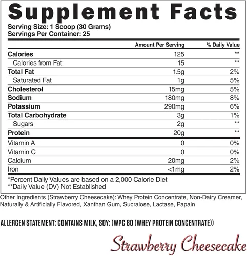 Miniatura 2 de Steel Supplements Whey-Pro Proteína de suero de leche en polvo 100% pura para hombres y mujeres, tarta de queso de fresa, ganancia muscular