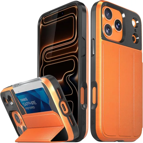 Miniatura 48 de VENA vCommute Funda tipo cartera compatible con Apple iPhone 14 (15.5 cm), funda de cuero con tapa plegable, tarjetero con función de soporte