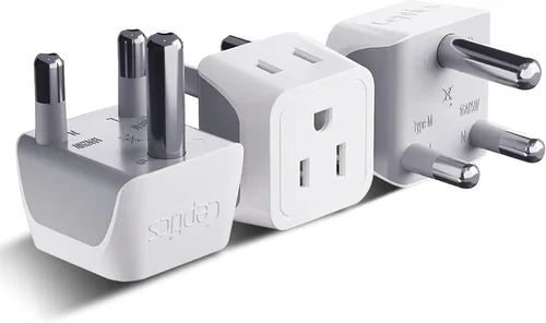 Ceptics Adaptador de viaje para Sudáfrica, Namibia con entrada dual de EE. UU., Tipo M, ultracompacto, seguro con conexión a tierra, perfecto para
