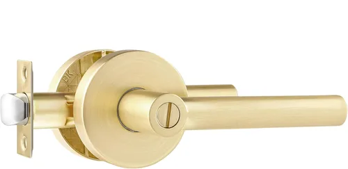 Miniatura 35 de Leydebong Paquete de 1 manija de puerta de entrada resistente dorada (para oficina y puerta delantera) reversible para lado derecho e izquierdo