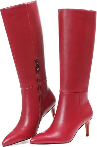 Miniatura 9 de Knee High Boots for Women Pointed Toe Stiletto Kitten Heel Tall Boots Fashion Side Zipper Boot Fall Winter Sexy Fashion Dress Shoes Botas Negras