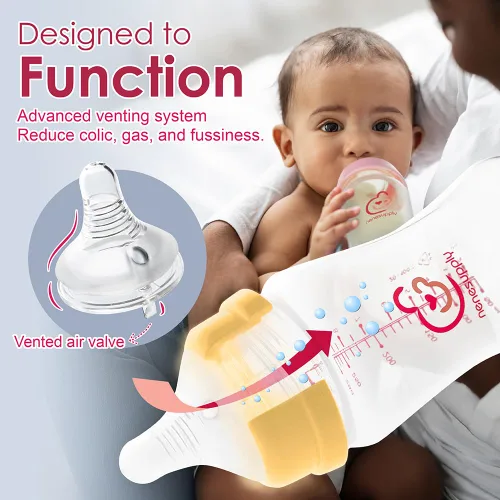 Miniatura 4 de Nenesupply Biberones naturales para recién nacidos, biberones de alimentación de flujo lento para bebés amamantados, cuello ancho, 9 onzas, PP