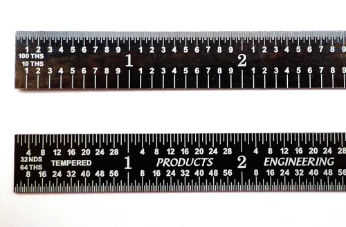PEC Tools - Regla metálica de 12" 5R, color negra cromada, de alto contraste con marcas 1/10 pulgadas, 1/100 pulgadas, 1/32 pulgadas y 1/64 pulgadas
