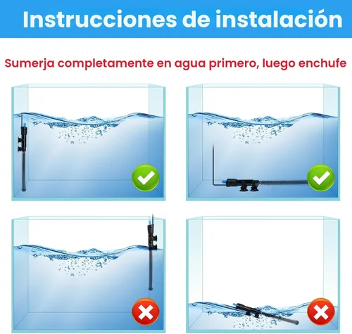 Miniatura 4 de Calentador de acuario AQUANEAT, calentador de 50W para tanque de peces, termostato de agua sumergible ajustable con termómetro