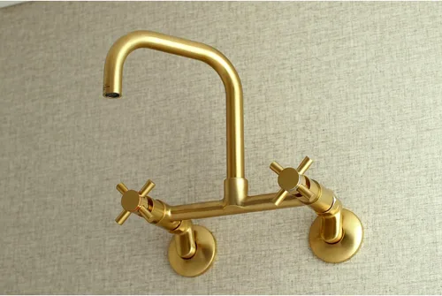 Miniatura 2 de Kingston Brass Concord - Grifo de cocina ajustable de 8 pulgadas para montaje en pared, latón cepillado