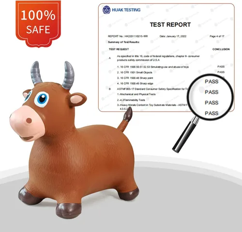 Miniatura 2 de HotMax Juguetes de Caballo Saltarín Toro Saltador, Saltador de Animal Inflable para Niños Pequeños o Niños, Juguetes de Granja de Salto Montables