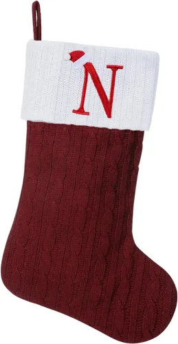 Miniatura 85 de Medias de Navidad personalizadas de 19 pulgadas con iniciales bordadas, medias de Navidad de punto negro para decoraciones de vacaciones familiares