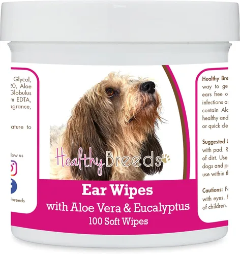 Miniatura 123 de Healthy Breeds Pastor alemán, silla de montar, toallitas de limpieza de oídos con aloe y eucalipto para perros, 100