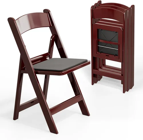 Miniatura 10 de VINGLI Sillas plegables de resina con cojín, silla plegable de plástico con cómodos asientos acolchados, perfectas para fiestas y eventos en Negro