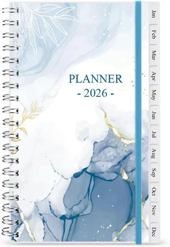 Agenda/calendario de bolsillo 2024, organizador semanal y mensual A6 + diario p/realizar seguimiento de objetivos, fácil organización de tu vida Azul