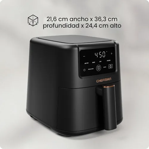 Miniatura 8 de Chefman Freidora de aire - Freidora de aire 4 en 1 delgada de 3.5 cuartos de galón, freír al aire, hornear, deshidratar, congelar, temperatura