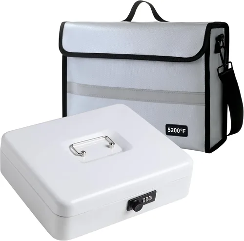 Miniatura 9 de Bolsa de documentos ignífuga – Caja de documentos impermeable ignífuga para documentos y dinero en efectivo Organizador de documentos ignífugo