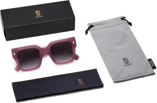 Miniatura 61 de SOJOS Gafas de sol cuadradas vintage de gran tamaño para mujer, estilo retro, de lujo, grandes, UV400 SJ2194
