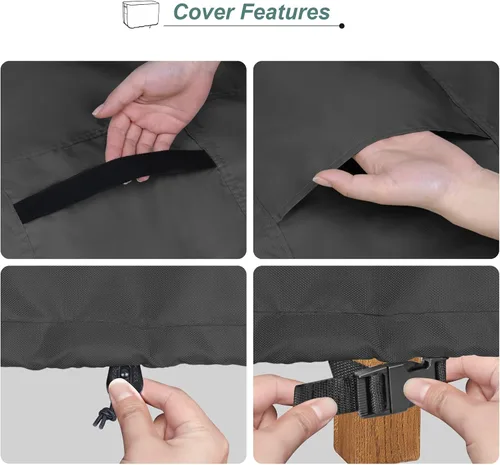 Miniatura 4 de Funda para Mesa de Café de Patio, Impermeable Rectangular Pequeña Funda para Mesa Auxiliar para Muebles de Exterior 36L x 22A x 18Al pulgadas, Negro
