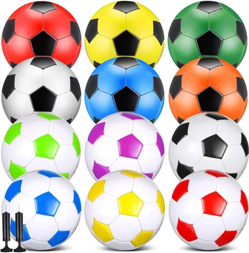 Miniatura 11 de Seenelling Balón de fútbol a granel con operación de bomba, tamaño 5 para deportes exteriores, bola cosida a máquina, suministros de donación