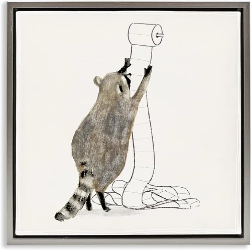 Miniatura 11 de Stupell Industries Papel higiénico de mapache acaparador de animales del bosque, diseño de Victoria Barnes, arte de pared enmarcado negro, 12 x 12