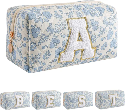 Miniatura 41 de Bolsa de maquillaje alfabética JOVAKIT, bolsa de cosméticos para mujeres, regalos de Navidad para niñas de 6 a 18 años, neceser de viaje con flores