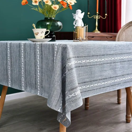 Miniatura 16 de NEWISHER Mantel cuadrado pequeño bordado rústico de 20 x 20 pulgadas, mantel de tela jacquard a rayas lavable para mesa de comedor para mesita